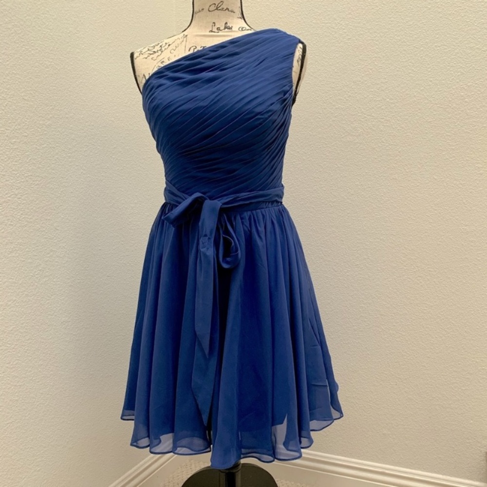 🆕 Boutique blue one shoulder prom party dress